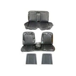 FORD MUSTANG 1968 COUPE SET COMPLET DE COUVRE SIEGE NOIR AVEC BANQUETTE AVANT + ARRIERE Bench Seat Full Upholstery Black SCOTT D