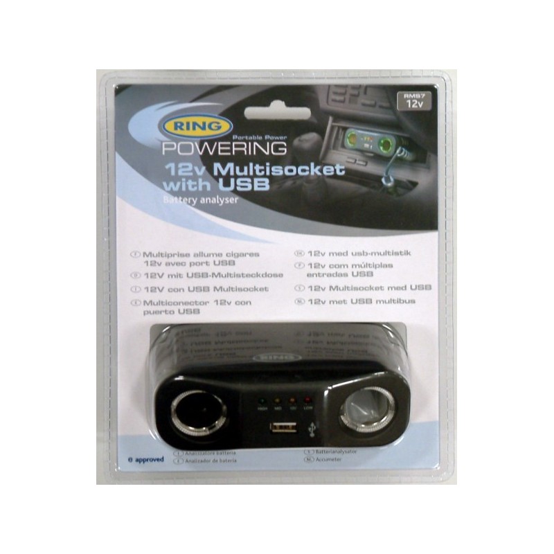 Prise allume cigare double + simple prise USB RING RMS7*