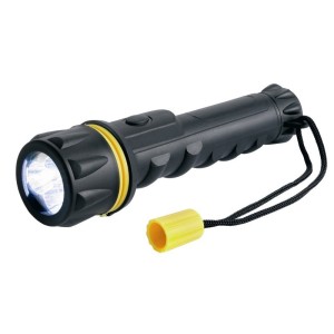 Lampe torche 3 LED caoutchouc avec piles - Colisage présentoir 8 pièc