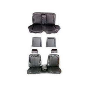 FORD MUSTANG 1969 COUPE SET COMPLET DE COUVRE SIEGE NOIR AVEC BANQUETTE AVANT + ARRIERE Bench Seat Full Upholstery Black SCOTT D