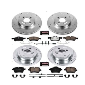 BMW MINI 2007-2008 R52 JCW KIT DE FREINS AVANT ET ARRIERE PERCE ET RAINURE POWER STOP K6299