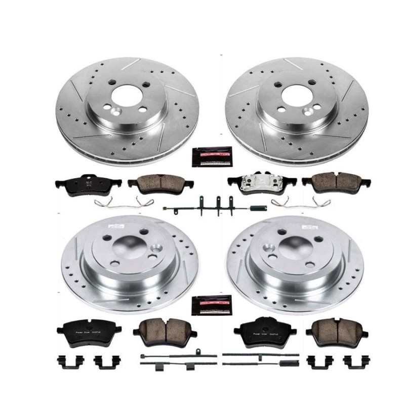 BMW MINI 2007-2008 R52 JCW KIT DE FREINS AVANT ET ARRIERE PERCE ET RAINURE POWER STOP K6299