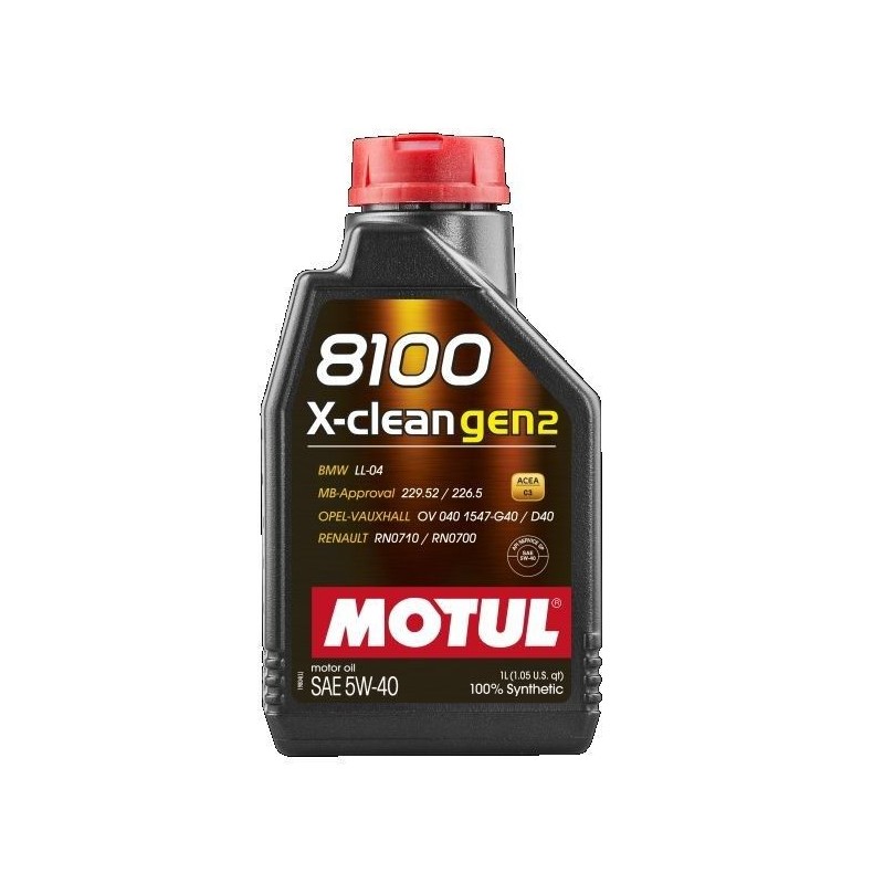 MOTUL VOITURE huile 8100 X CLEAN gen2 ACEA C3 SAE 5W40 1L 109761 BMW LL-04 LL04 MERCEDES MB Approval 229.52 226.5 OPEL OV 040 15