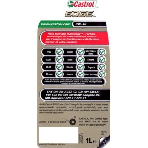 Huile Castrol EDGE TITANIUM sae 0W30 Normes: ACEA C3 API SN MERCEDES MB 229.31 229.51 RN0700 RN0710 MG Dexos 2 GM-LL-A-025 GM-LL