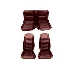 FORD MUSTANG 1969 FASTBACK MACH 1 SET COMPLET COUVRE SIEGE ROUGE FONCE Mach 1 Seat Full Set Upholstery Dark Red Stripe SCOTT DRA