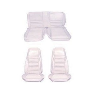 FORD MUSTANG 1969 FASTBACK MACH 1 SET COMPLET COUVRE SIEGE BLANC LIGNE BLANCHE Mach 1 Seat Full Set Upholstery white white Strip