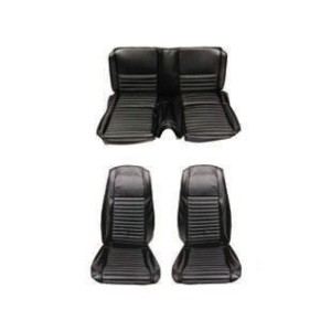 FORD MUSTANG 1970 FASTBACK MACH 1 SET COMPLET COUVRE SIEGE NOIR LIGNE NOIRE Mach 1 Seat Full Set Upholstery Black Black Stripe S