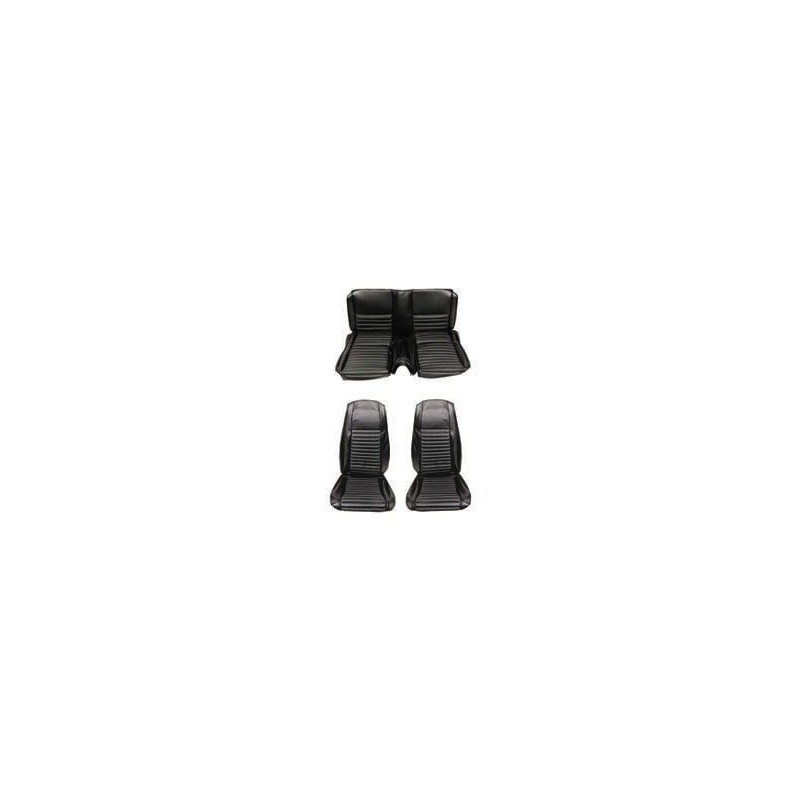 FORD MUSTANG 1970 FASTBACK MACH 1 SET COMPLET COUVRE SIEGE NOIR LIGNE NOIRE Mach 1 Seat Full Set Upholstery Black Black Stripe S