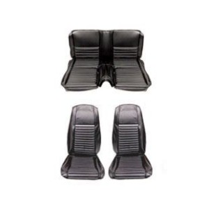 FORD MUSTANG 1970 FASTBACK MACH 1 SET COMPLET COUVRE SIEGE NOIR LIGNE GRISE Mach 1 Seat Full Set Upholstery Black Gray Stripe SC