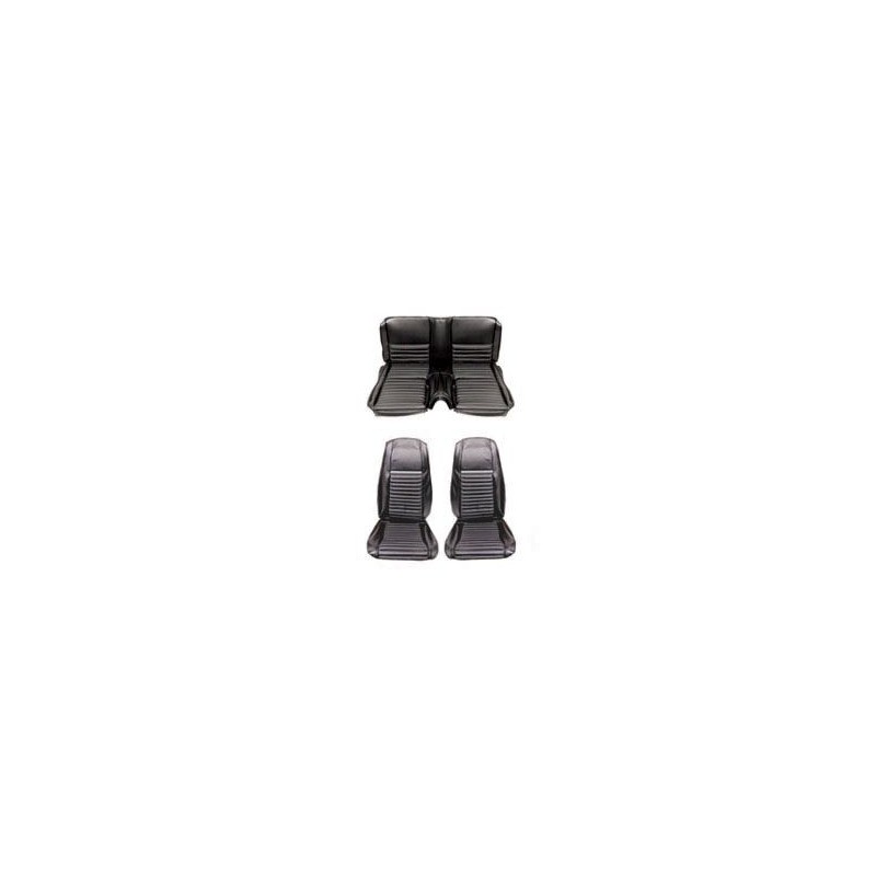 FORD MUSTANG 1970 FASTBACK MACH 1 SET COMPLET COUVRE SIEGE NOIR LIGNE GRISE Mach 1 Seat Full Set Upholstery Black Gray Stripe SC
