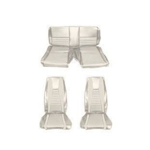 FORD MUSTANG 1971 FASTBACK MACH 1 SET COMPLET COUVRE SIEGE BLANC Mach 1 Seat Full Set Upholstery White SCOTT DRAKE 71FB-M-FULL-W