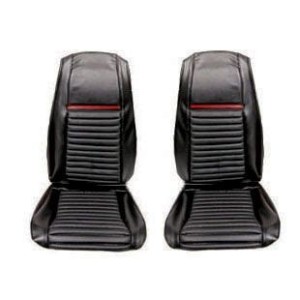 FORD MUSTANG 1969 FASTBACK MACH 1 COUVRE SIEGE RAYE AVANT NOIR RAYE ROUGE Mach 1 Front Seat Upholstery Black Red Stripe SCOTT DR
