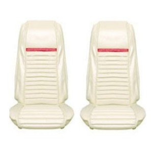 FORD MUSTANG 1969 FASTBACK MACH 1 COUVRE SIEGE RAYE AVANT BLANC RAYE ROUGE Mach 1 Front Seat Upholstery Dark White red Stripe SC