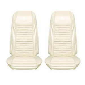 FORD MUSTANG 1969 FASTBACK MACH 1 COUVRE SIEGE RAYE AVANT BLANC RAYE Mach 1 Front Seat Upholstery Dark White Stripe SCOTT DRAKE