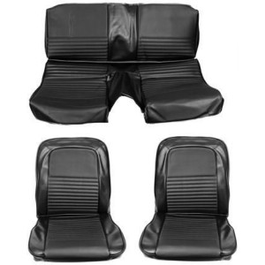 FORD MUSTANG 1967 FASTBACK COUVRE SIEGE SET COMPLET DELUXE OU SHELBY CONFORTABLE NOIR comfort weave full black SCOTT DRAKE 67FB