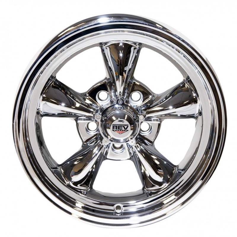 FORD MUSTANG 1964-1973 V8 JANTE CLASSIQUE ALUMINIUM CHROME 17X8 (entraxe 114.3 x 5 goujons) Classic wheel chrome with 4.5 pouces