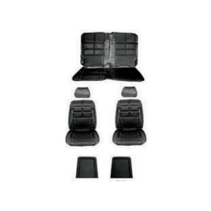 FORD MUSTANG 1969 CABRIOLET SET COMPLET COUVRE SIEGE DELUXE CONFORTABLE NOIR comfort weave full Black SCOTT DRAKE 69CV-D-FULL-BK