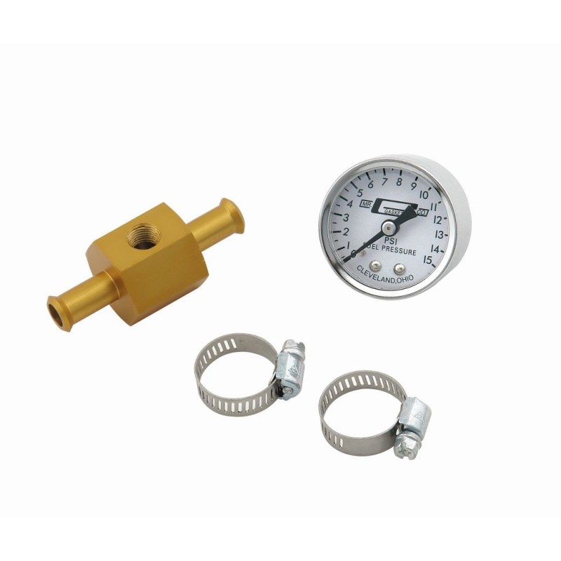 JAUGE DE PRESSION D ESSENCE SUR LIGNE DE CARBURANT psi fuel pressure gauge FUEL PRES GAGE W/INLINE ADAPTR Mr Gasket 1560