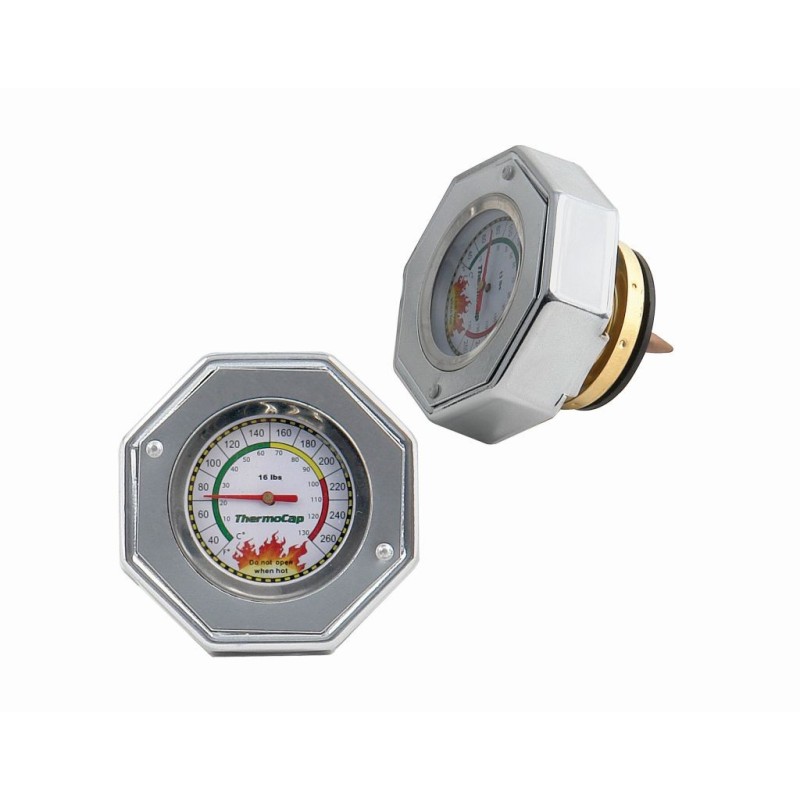 16 PSI BOUCHON DE RADIATEUR AVEC JAUGE INTÉGRÉE THERMOCAP SLVR Mr Gasket 2471S