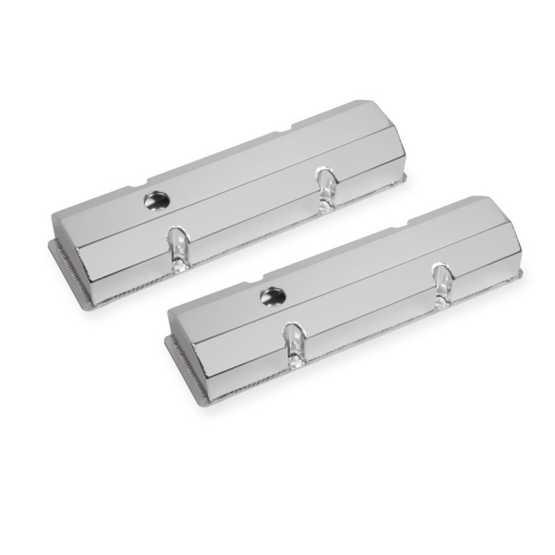 PAIRE DE CACHE CULBUTEURS ALUMINIUM V/C NATURAL SMALL BLOCK CHEVROLET SBC 283-350
