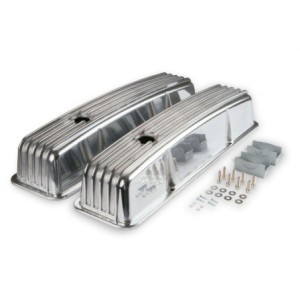 CHEVROLET 1958-1986 V8 SMALL BLOCK 283 305 307 327 350 400 PAIRE DE CACHE CULBUTEURS ALUMINIUM POLI CAST aluminium valve cover P