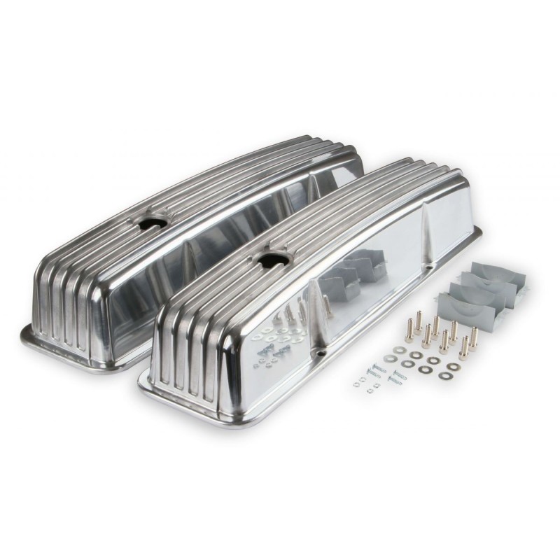CHEVROLET 1958-1986 V8 SMALL BLOCK 283 305 307 327 350 400 PAIRE DE CACHE CULBUTEURS ALUMINIUM POLI CAST aluminium valve cover P