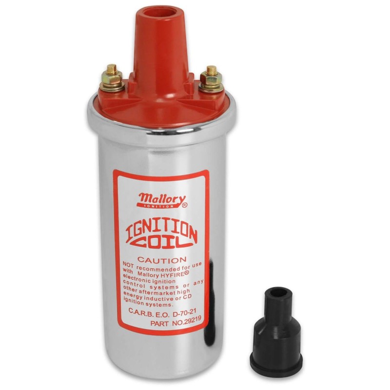 BOBINE HAUTE TENSION UNIVERSEL Universal Chrome Canister Coil Mallory 29219