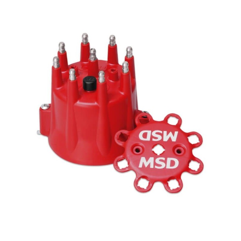 CHEVROLET FORD CHRYSLER CAPOT DISTRIBUTEUR D ALLUMEUR HEI ROUGE Distributor Cap Style red V8 Retainer MSD 8433