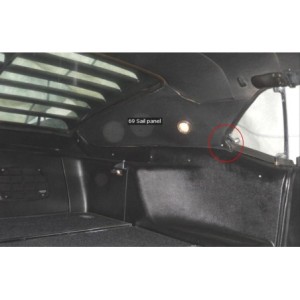 FORD MUSTANG 1969-1970 GARNITURE SPORTSROOF Fastback Trim Caps black pair SCOTT DRAKE C9ZZ-6331490/1A M3548G