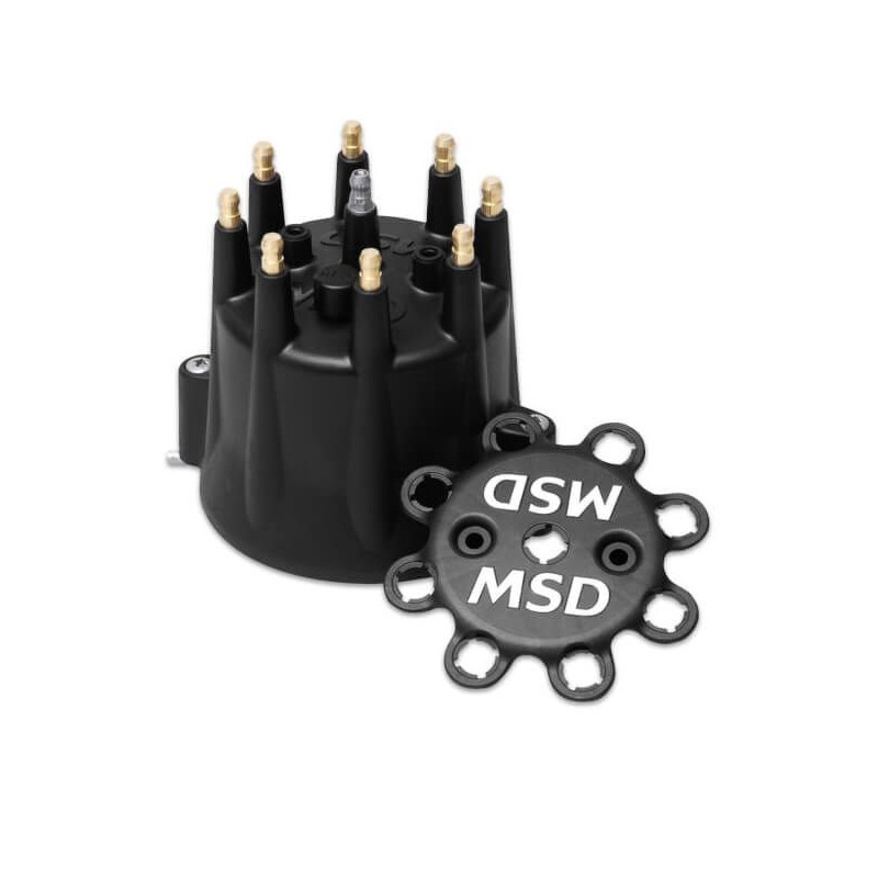 CHEVROLET FORD CHRYSLER CAPOT DISTRIBUTEUR D ALLUMEUR HEI NOIR Distributor Cap Style Black V8 Retainer MSD 84333