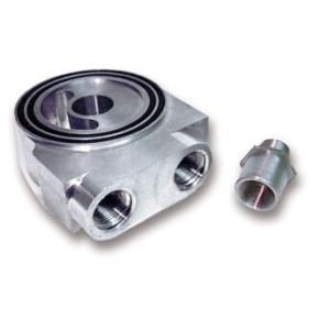 PLAQUE ADAPTATEUR FILTRE A HUILE SANDWICH REFROIDISSEUR Billet Aluminum Sandwich Style Oil Thermostat 3/4-16 Center Post 10 AN F
