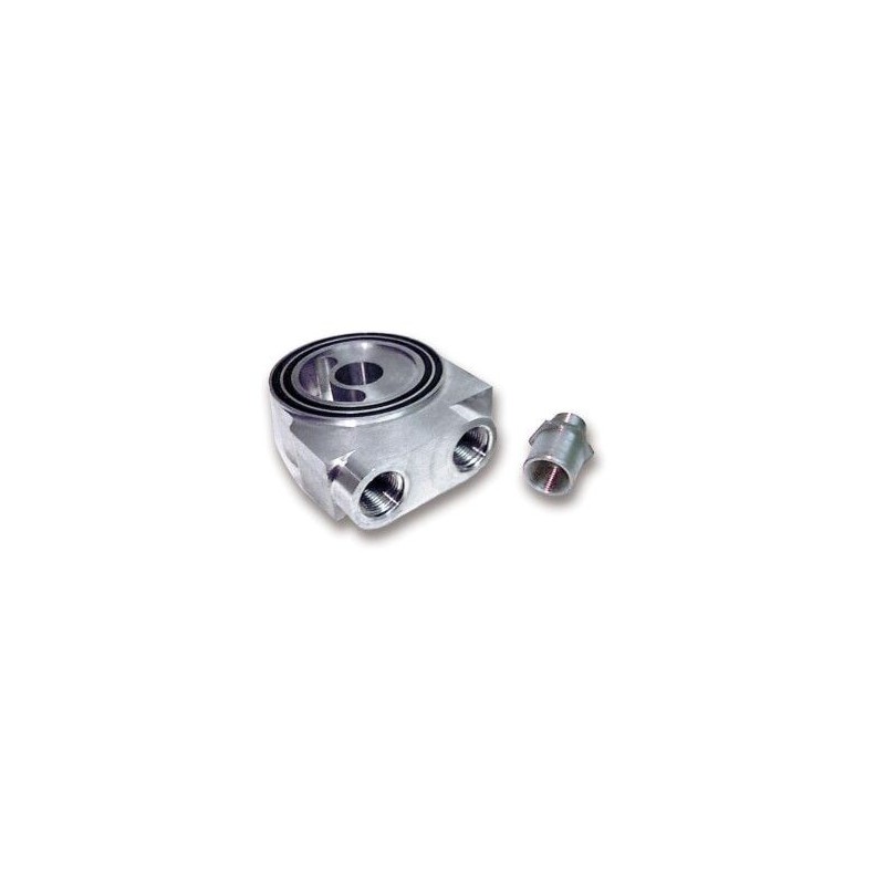 PLAQUE ADAPTATEUR FILTRE A HUILE SANDWICH REFROIDISSEUR Billet Aluminum Sandwich Style Oil Thermostat 13/16-16 Center Post 10 AN