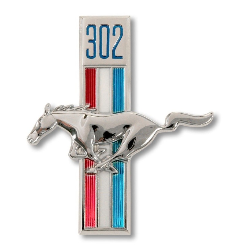FORD MUSTANG 1968 EMBLEME CHEVAL MUSTANG CHROME D AILE AVANT GAUCHE MOTEUR 302 Running horse fender emblem lh SCOTT DRAKE C8ZZ-1