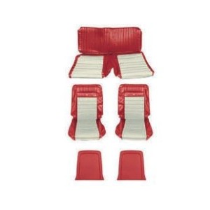 FORD MUSTANG 1964-1967 FASTBACK SET DE HOUSSE COUVRE SIEGES PONY SPORT ROUGE BLANC Fastback Pony sport seats Red White SCOTT DRA