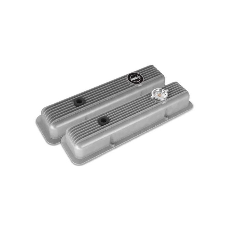 CACHE CULBUTEURS A AILLETTES SERIE MUSCLE POUR SMALL BLOCK CHEVROLET FINITION NATURELLE small block chevy muscle series valve co