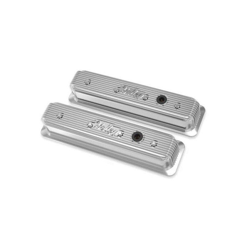 CACHE CULBUTEURS SMALL BLOCK CHEVROLET SBC VALVE COVERS CENTER-BOLT FINNED NON-EMIS POL Holley 241-248
