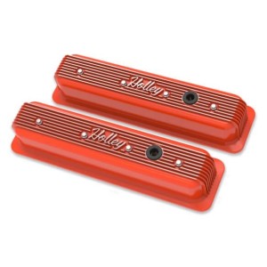 CACHE CULBUTEURS SMALL BLOCK CHEVROLET SBC VALVE COVERS CENTER-BOLT FINNED NON-EMIS ORNG Holley 241-249