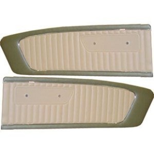 FORD MUSTANG 1965 PAIRE PANNEAUX DE PORTE LIERRE DORE BLANC Door panels ivy gold white pair SCOTT DRAKE C5ZZ65239423I/W