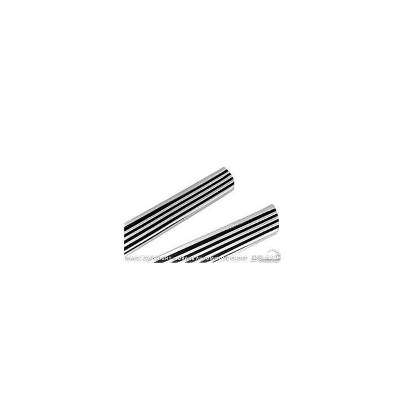 FORD MUSTANG 1964-1966 PAIRE DE BAS DE CAISSE CHROME + FIXATIONS Rocker panel molding SCOTT DRAKE C5ZZ-6510176-7A