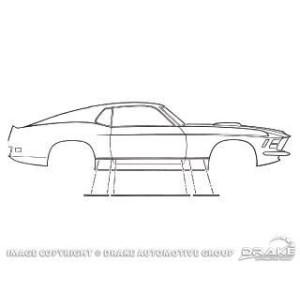FORD MUSTANG 1970 MACH 1 FASTBACK CHROME DE BAS DE CAISSE Rocker Moldings SCOTT DRAKE D0ZZ-6320938KIT