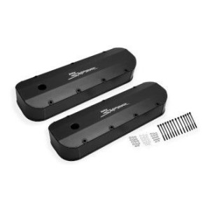 CHEVROLET V8 BBC 396 402 427 454 PAIRE DE CACHE CULBUTEURS ALUMINIUM V/C BLK THICK RAIL Holley Sniper 890002B