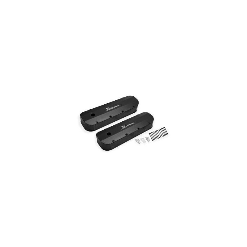 CHEVROLET V8 BBC 396 402 427 454 PAIRE DE CACHE CULBUTEURS ALUMINIUM V/C BLK THICK RAIL Holley Sniper 890002B