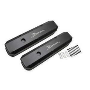 PAIRE DE CACHE CULBUTEURS ALUMINIUM V/C BLK MOPAR SB 273-360 Holley Sniper 890003B