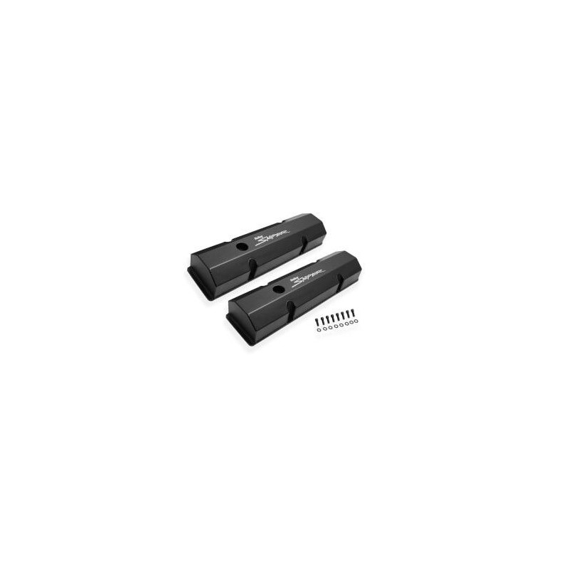 SNIPER PAIRE DE CACHE CULBUTEURS ALUMINIUM V/C BLK SMALL BLOCK CHEVROLET SBC 283-350