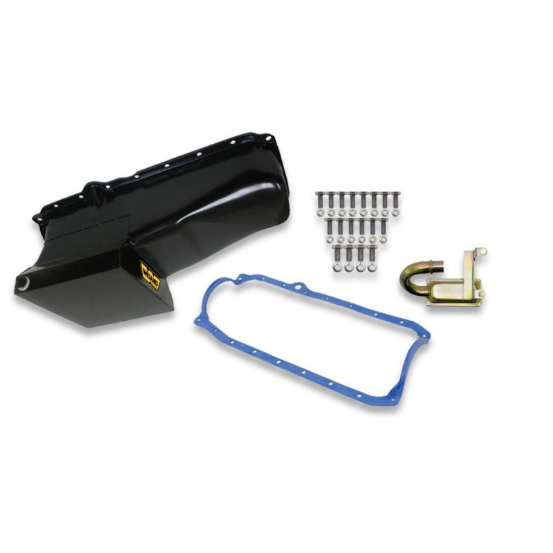 CHEVROLET 1980-1985 SMALL BLOCK KIT 7QT CARTER D'HUILE FINITION NOIR oil pan kit 7QT small block black finish (DRAG) Weiand 5004