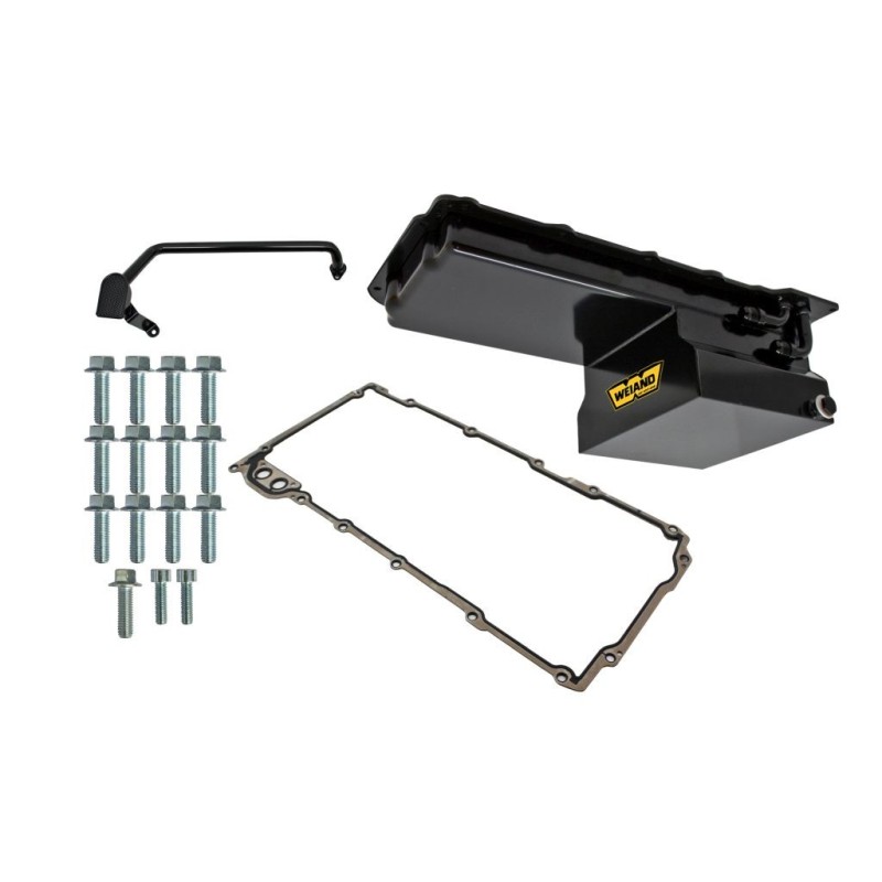 MOTEUR DRAG GM LS KIT 7QT CARTER D'HUILE FINITION NOIR oil pan kit 7QT black finish GM LS engines (DRAG) Weiand 5028WND
