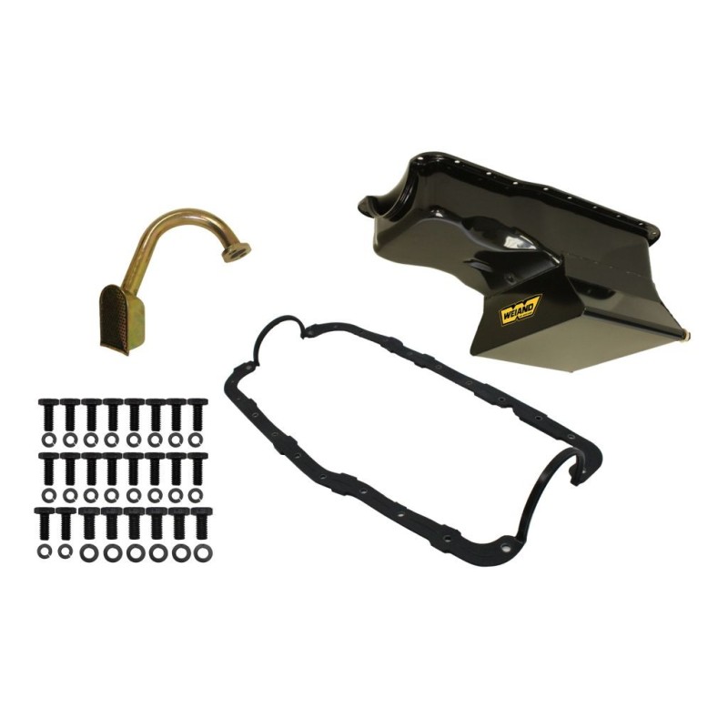 FORD SMALL BLOCK DRAG 351W 1965-1987 KIT 7QT CARTER D'HUILE FINITION NOIR oil pan kit 7QT black finish (DRAG) Weiand 5036WND