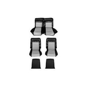 FORD MUSTANG 1965 COUPE SET COMPLET DE HOUSSE DE SIEGE AVANT + ARRIERE NOIR ET BLANC Full set pony upholstery black white SCOTT