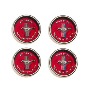 FORD MUSTANG 1964-1966 KIT 4 CAPS CACHE MOYEU DE JANTES STYLED STEEL WHEEL ROUGE Hubcaps ( Red Background ) SCOTT DRAKE C5ZZ-113