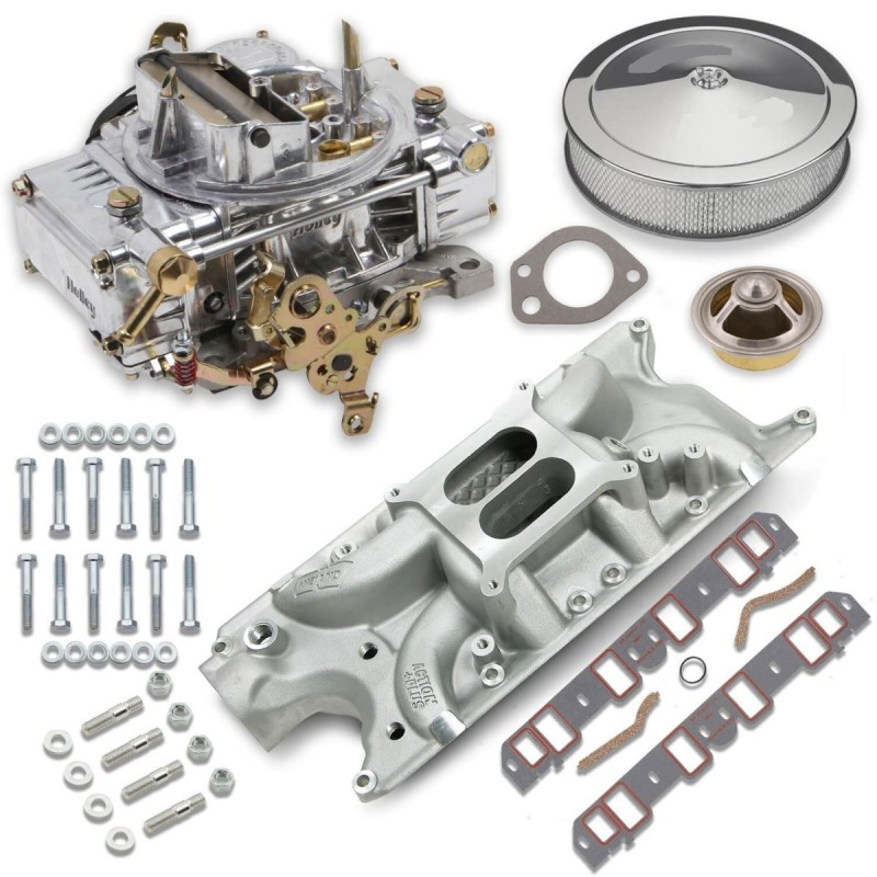 CARBURATEUR KIT COMPLET PERFORMANCE ADMISSION CHEVROLET 1955-1986 V8 262 265 283 302 307 327 350 CARBURATEUR 670 CFM STREET AVEN